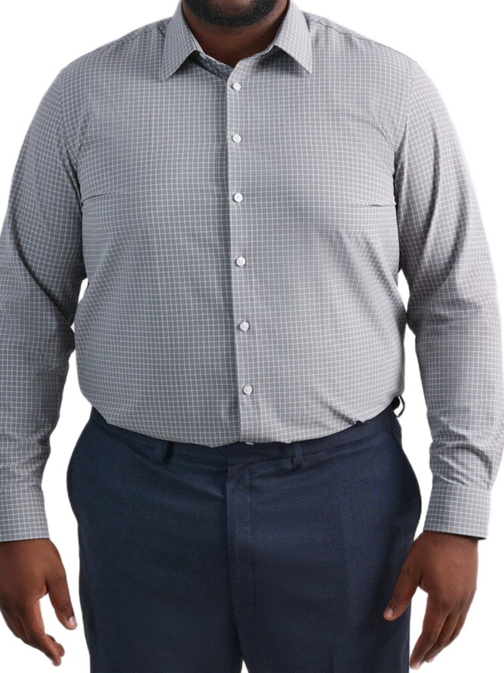 Big & Tall Haggar Smart Wash Classic Fit Dress Shirt, Size: 22 X 34/35, Gray